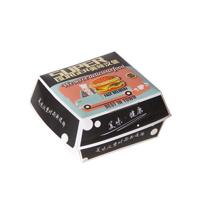 Un bon prix. Boîte à hamburgers écologique jetable en carton avec stratification en carton blanc sur mesure en ligne
