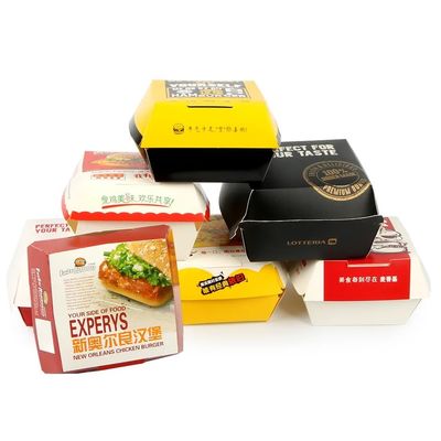 Un bon prix. Boîte d'emballage en papier kraft jetable pour hamburgers de qualité alimentaire, logo personnalisé, écologique en ligne