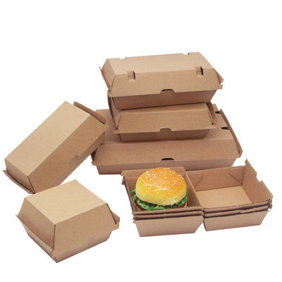 Giá tốt. Bảng giấy Kraft gấp Brown Burger Box Bao bì chống dầu trực tuyến