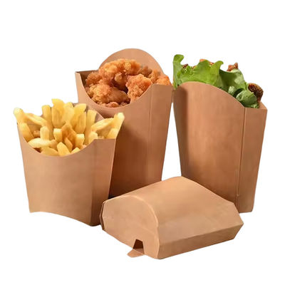 Logotipo del cliente Caja de comida rápida de cartón de papel para envases ecológicos y reciclables de patatas fritas