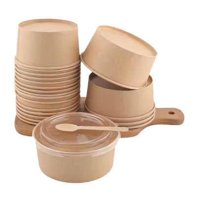 Хорошая цена. Экологически чистый логотип на заказ Kraft Paper Bowls Recyclable disposable takeout containers for food packaging онлайн