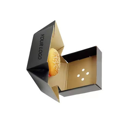 Un buen precio. Cajas de hamburguesas personalizadas envases desechables de comida rápida reciclables con diseño de logotipo elegante para venta al por mayor en línea