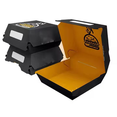 ভালো দাম পরিবেশ বান্ধব খাদ্য প্যাকেজিং Takeaway Containers Biodegradable Kraft Paper হ্যামবার্গার বক্স CMYK 4 রঙ Offest মুদ্রণ সঙ্গে অনলাইন
