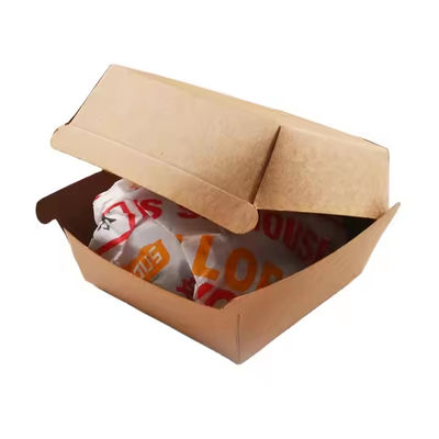 Ein guter Preis. Maßgeschneiderte biologisch abbaubare Kraftburger-Box Niedrige MOQ-Lösung für Fastfood Packagin Online