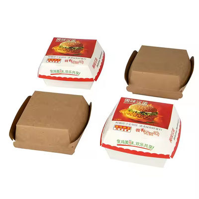 Harga yang bagus Custom Printed Kraft Burger Box Food-Grade Disposable Packaging dengan Logo Branding on line