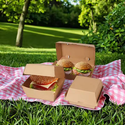 Ein guter Preis. Individuell angefertigte Kraft-Clamshell-Burger-Boxen mit individueller Größe Online