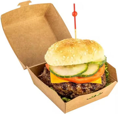İyi bir fiyat. Özel Biyodegradable Kraft Kağıt Hamburger Kutuları Fast Food Takeaway Paketleme Kağıt Karton ve Özel Şekil çevrimiçi