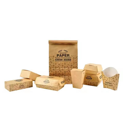 Bom preço. Caixas de papel Kraft com ranhuras personalizadas e ecologicamente corretas, perfeitas para embalagens de comida rápida e comida para levar. on-line