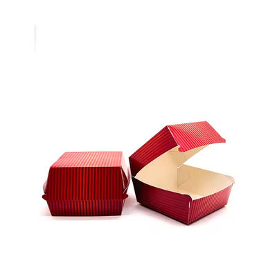 Un buen precio. Caja de hamburguesas de papel Kraft de calidad alimentaria desechable impresa a medida Embalaje de comida rápida ecológico, certificado FSC y diseño libre en línea