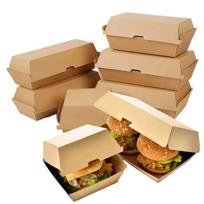 Ein guter Preis. Umweltfreundliche Kraftpapierverpackungen für Fastfood-Hamburger-Boxen mit Kundenlogo Online