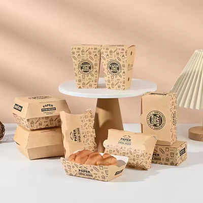 Bom preço. Embalagem de alimentos personalizada Caixa descartável para hambúrgueres batatas fritas e frango assado em fast food on-line