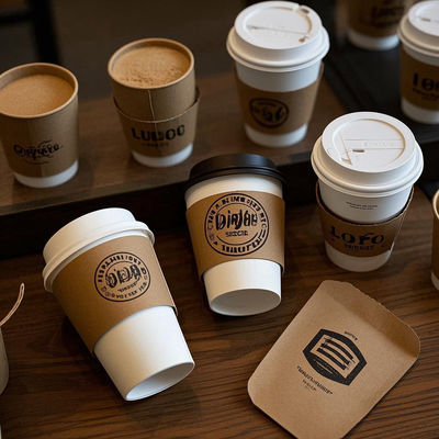 Bom preço. Copo de papel corrugado de parede dupla descartável ecológico personalizado de revestimento à base de água copo de papel de café on-line