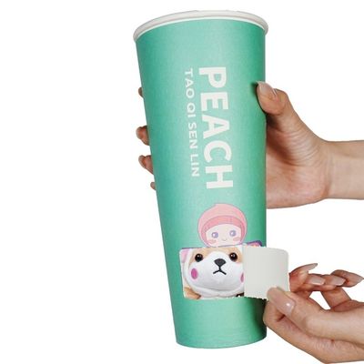 Un buen precio. Taza de papel regalo de caja ciega biodegradable personalizada para té de leche de Boba con tapa en línea