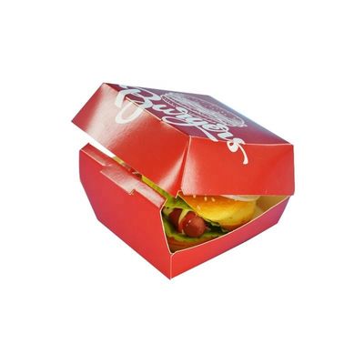 Bom preço. Caixa de fast food personalizada, caixa de hambúrguer, embalagem de cartão branco ecológica e biodegradável on-line