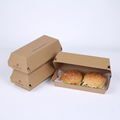 Goede prijs. Groothandel aangepaste logo-grootte voor wegwerp voedselveilige golfkartonnen papieren verpakking hamburgerdozen online