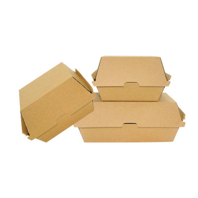 Bom preço. Caixa de hambúrguer personalizada, ecológica e biodegradável, embalagem de papelão ondulado para alimentos, caixa de fast food on-line