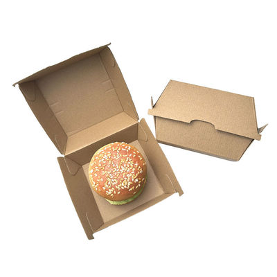 Bom preço. Embalagem para fast food de hambúrguer personalizada por atacado, ecológica, reciclável, em papelão ondulado de couro de vaca on-line