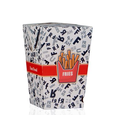 İyi bir fiyat. Düşük fiyatlı özel baskılı logo boyutlu patates kızartması kutusu beyaz karton biyolojik olarak parçalanabilir fast food paket servis kutusu çevrimiçi