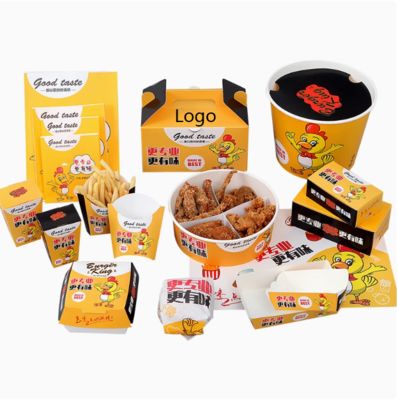 Harga yang bagus Burger dan Goreng Prancis yang disesuaikan Kemasan kelas makanan cepat saji ramah lingkungan Kotak Ayam Goreng on line