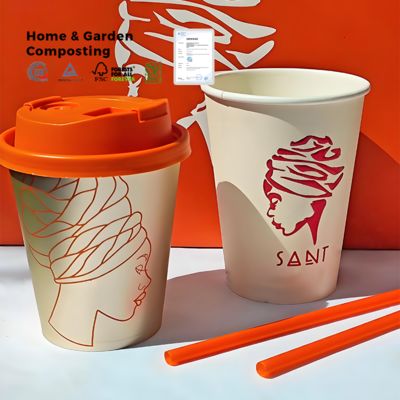 Bom preço. Copo de papel descartável biodegradável personalizado para café, copo de parede simples/dupla com tampa on-line