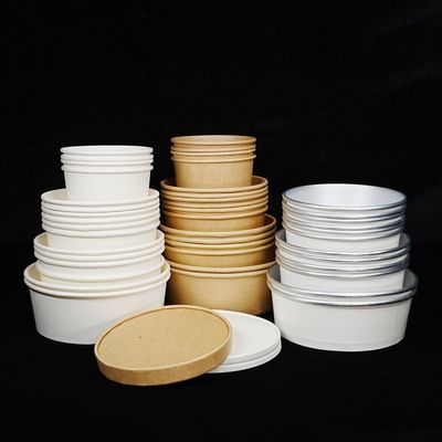 Dobra cena. Niska cena spersonalizowana przyjazna dla środowiska, nadająca się do recyklingu, szybka żywność z papieru kraft, pojemnik do restauracji, sałatka, makaron, zupka, miska papierowa w Internecie