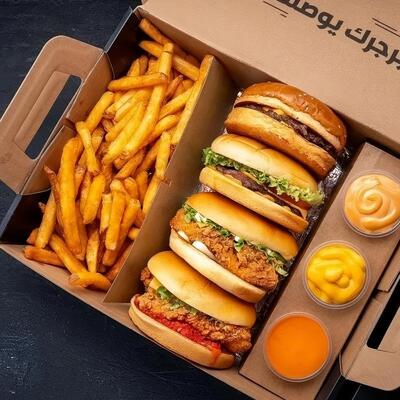 Bom preço. Impressão personalizada para embalagens de entrega de fast food embalagens descartáveis de hambúrguer e frites caixa de papel on-line