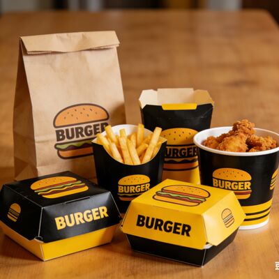 Dobra cena. Konfigurowalne jednorazowe pojemniki na wynos na frytki, skrzydełka z kurczaka i burgery, pudełka na posiłki z fast foodów. w Internecie