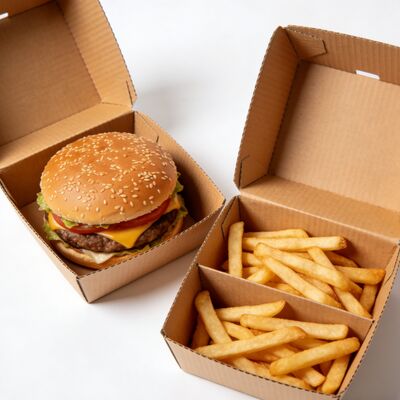 Un bon prix. Boîte à burger en carton ondulé biodégradable avec impression de logo personnalisée en ligne