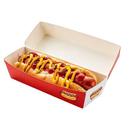 Good price Eco-friendly Kraft disposable hot dog packaging box, customized fast food takeaway box online