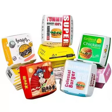 Food Snack Burger Packaging Box Fast Food Takeaway Packaging with CMYK ...