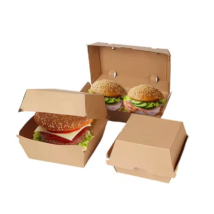 Eco-Friendly Custom Biodegradable Kraft Burger Box Fast Food Takeaway ...