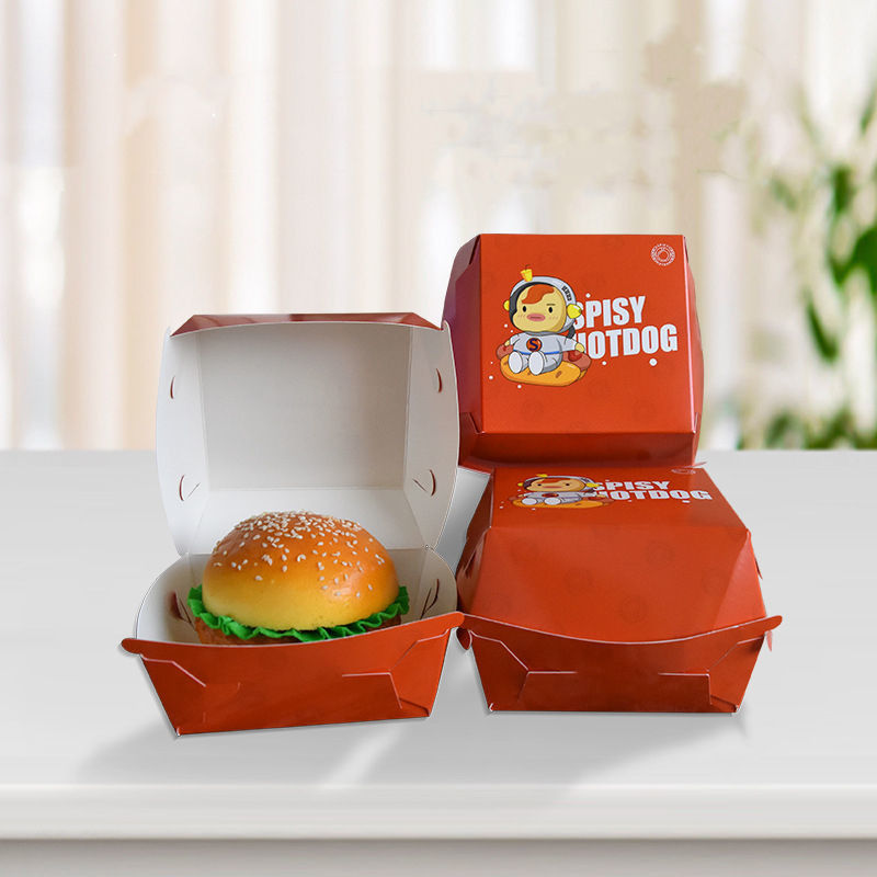 Customized printing disposable fast food burger box corrugated paper ...