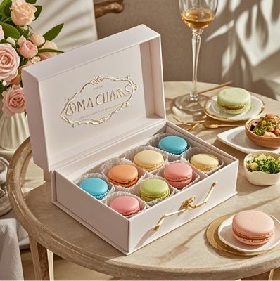 Ein guter Preis. Magnetische Kraftpapier-Geschenk-Bäckerei-Verpackungskisten für Macaron-Donuts Online