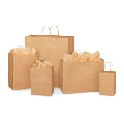 Un buen precio. Compras personalizadas Bolsas grandes de papel Kraft Bolsas de supermercado Snacks de alimentos con mangos de cinta en línea