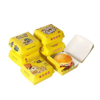 Ein guter Preis. Recycelbare weiße Kartonburgerbox mit individuell gedrucktem Logo, Einweg-Fastfood-Verpackungskiste Online