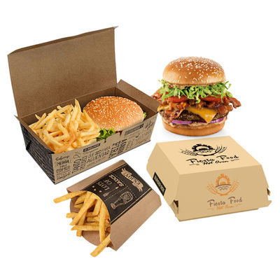 calidad Reencadernación de las cajas de hamburguesas desechables de comida rápida blanqueadas Embalaje Impresión de logotipos personalizados fábrica