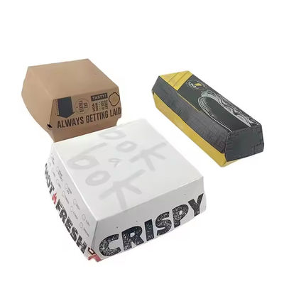 Un buen precio. Se aceptan pedidos personalizados Cajas de papel desechables para hamburguesas Pollo frito Embalaje de comida rápida en línea