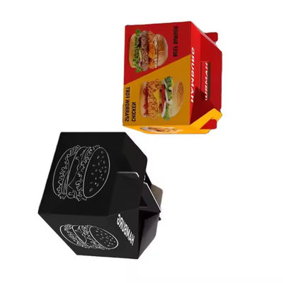 Harga yang bagus Custom Portable Fried Chicken Hamburger Sandwich Box dengan Stamping Printing Handling CMYK 4 Color Offest Printing on line