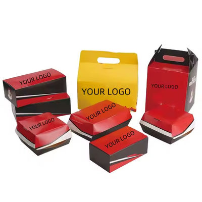 Bom preço. Embalagem de lanches de alimentos Reciclável Custom Kraft Burger Box Logotipo do cliente aceitável on-line
