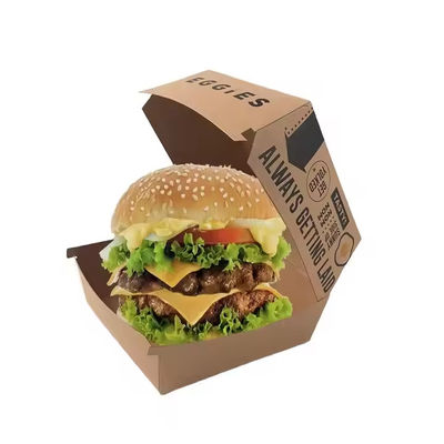 calidad Envases de hamburguesas desechables personalizados de calidad alimentaria de papel Kraft con conchas para llevar fábrica