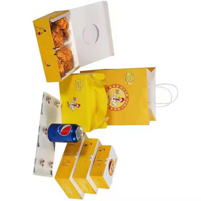 Un buen precio. Tamaños personalizados Caja de embalaje de comida rápida con laminado Matt Frito Chicken Burger Contenedores de perro caliente en línea
