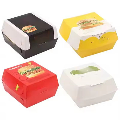 Ein guter Preis. UV-Beschichtung Biologisch abbaubares Kraftpapier Fastfood Burger Box Mitnahmeverpackung mit geschnittenen Größen und Druckhandhabung Online