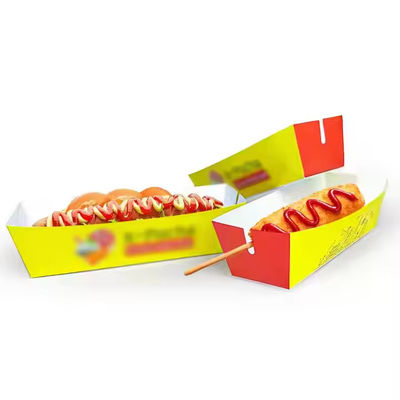 Un buen precio. Logotipo impreso a medida Cajas de perritos calientes Bolsas de sándwich Papel Kraft Embalaje de comida rápida en línea