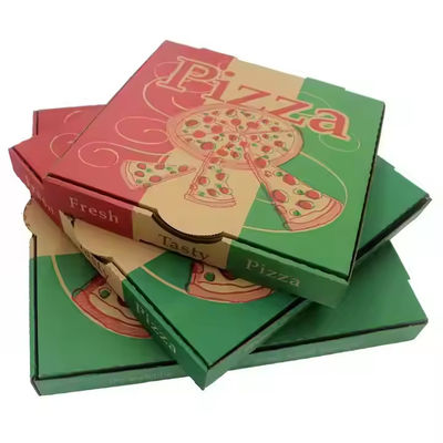 Ein guter Preis. Umweltschonende, biologisch abbaubare Pizzaboxen Goldfolie Druck Handhabung kundenspezifische Fastfoodverpackungen Einwegbehälter Online