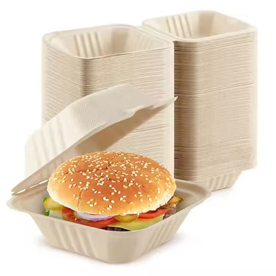 Ein guter Preis. Biologisch abbaubare Zuckerrohr-Bagasse, Muschelschalenburger-Behälter für lackierte Lebensmittelverpackungen Online