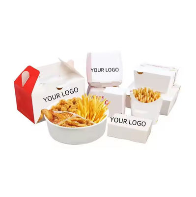 Ein guter Preis. Niedriges MOQ Umweltschutzfreundliche recycelbare Kästchen für gebratene Hühnerburger und Pommes Online