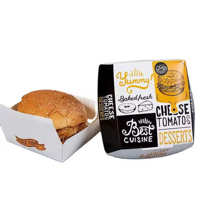 Ein guter Preis. Gemachte, umweltfreundliche Hamburgerbox aus biologisch abbaubarem weißem Karton für nachhaltige Verpackungen Online