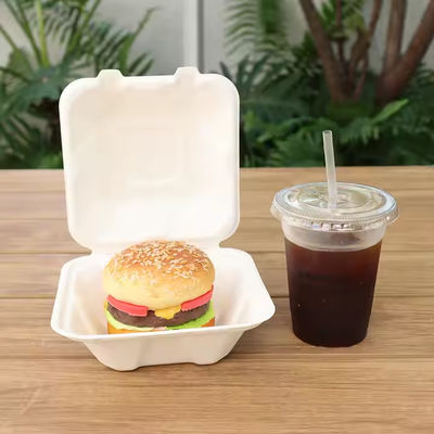 Ein guter Preis. Ölbeständig und biologisch abbaubar, kundenspezifisch angefertigte Einweg-Bagasse-Burger-Box für Lebensmittelbehälter Online