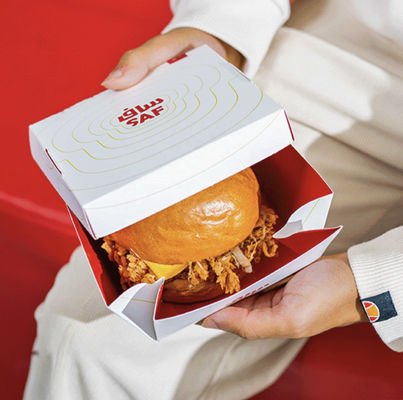 Ein guter Preis. Personalisiertes Design Burger-Box Klappbar gewölbter kundenspezifischer Verpackung Muschelschale Online