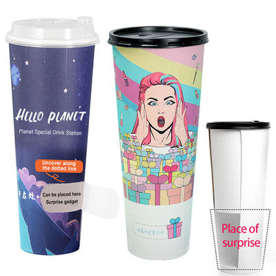 Хорошая цена. Customized printing eco-friendly disposable coffee paper cup blind box surprise milk tea paper cup
 онлайн